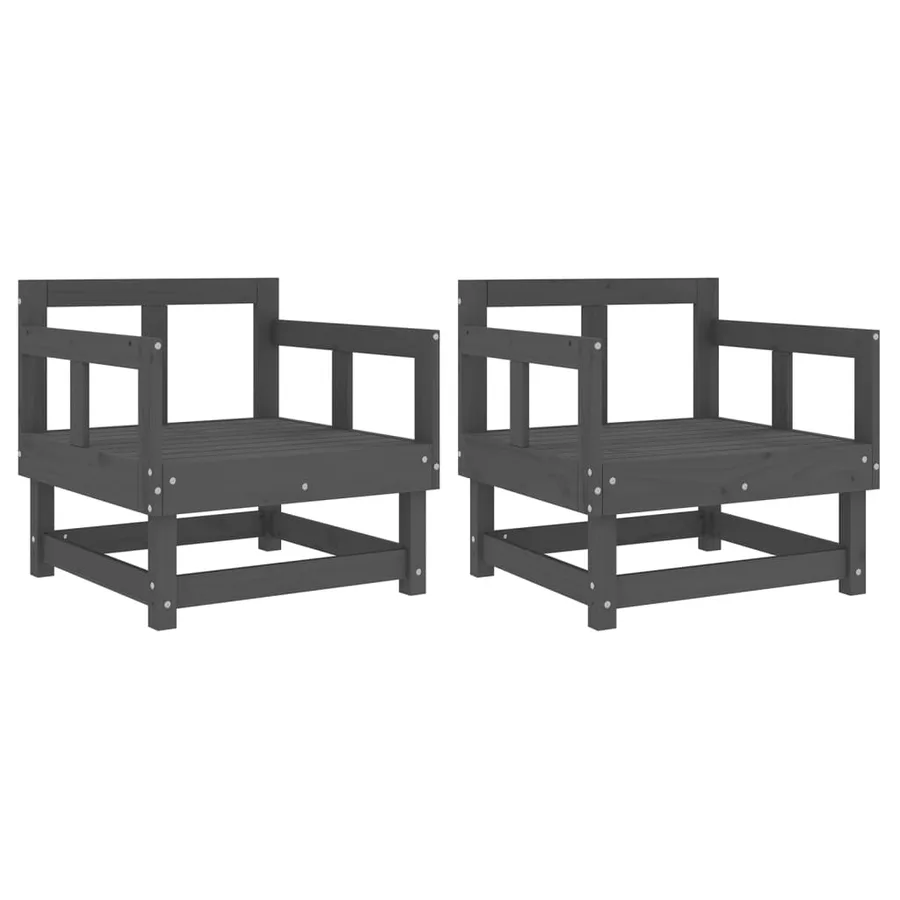 Chaises de jardin lot de 2 gris bois massif de pin - 2