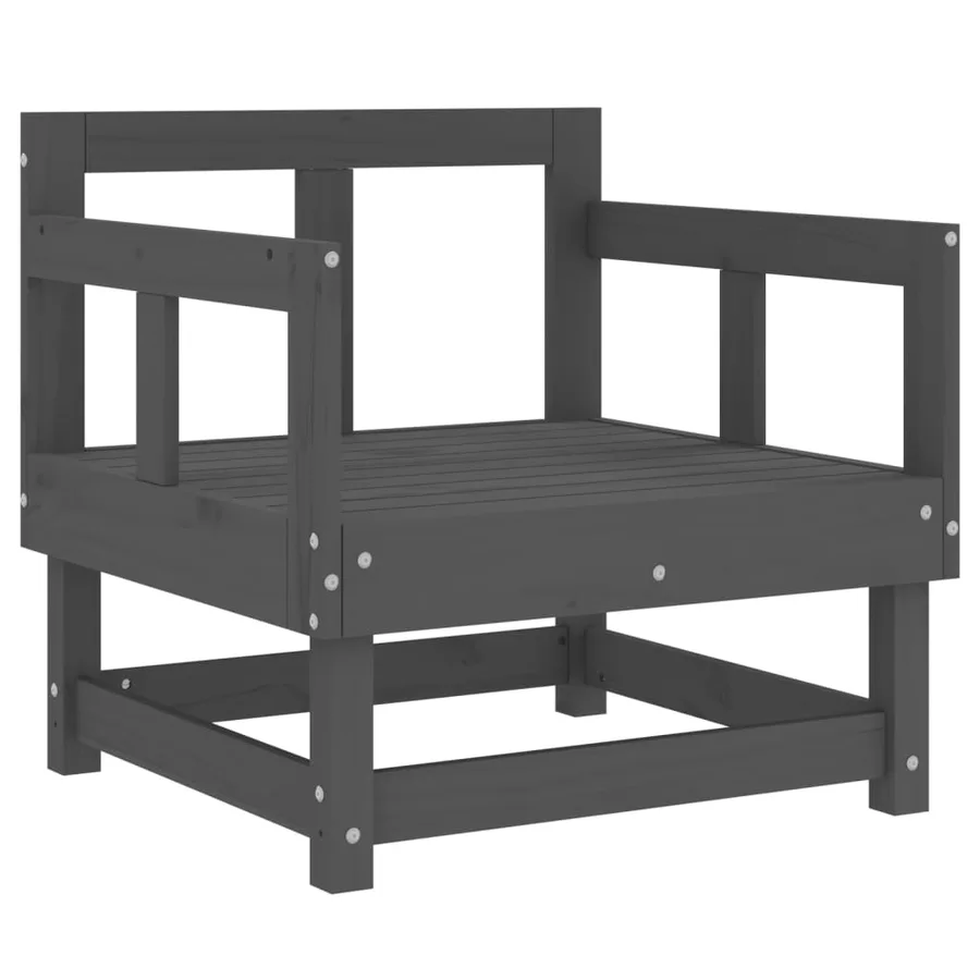 Chaises de jardin lot de 2 gris bois massif de pin - 3