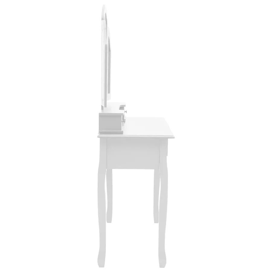 Ensemble de coiffeuse et tabouret Blanc 100x40x146 cm Paulownia - 5