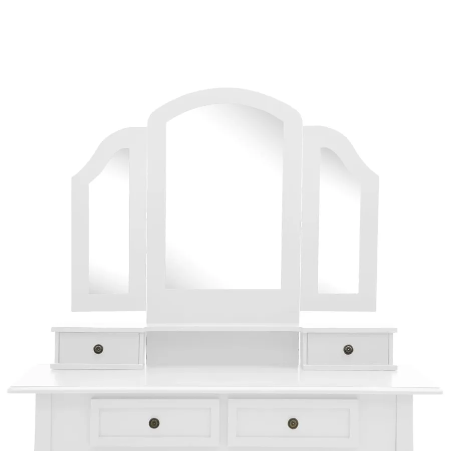 Ensemble de coiffeuse et tabouret Blanc 100x40x146 cm Paulownia - 7