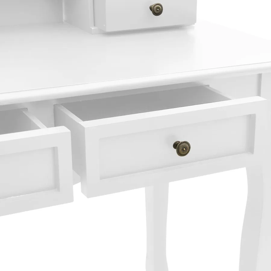 Ensemble de coiffeuse et tabouret Blanc 100x40x146 cm Paulownia - 8