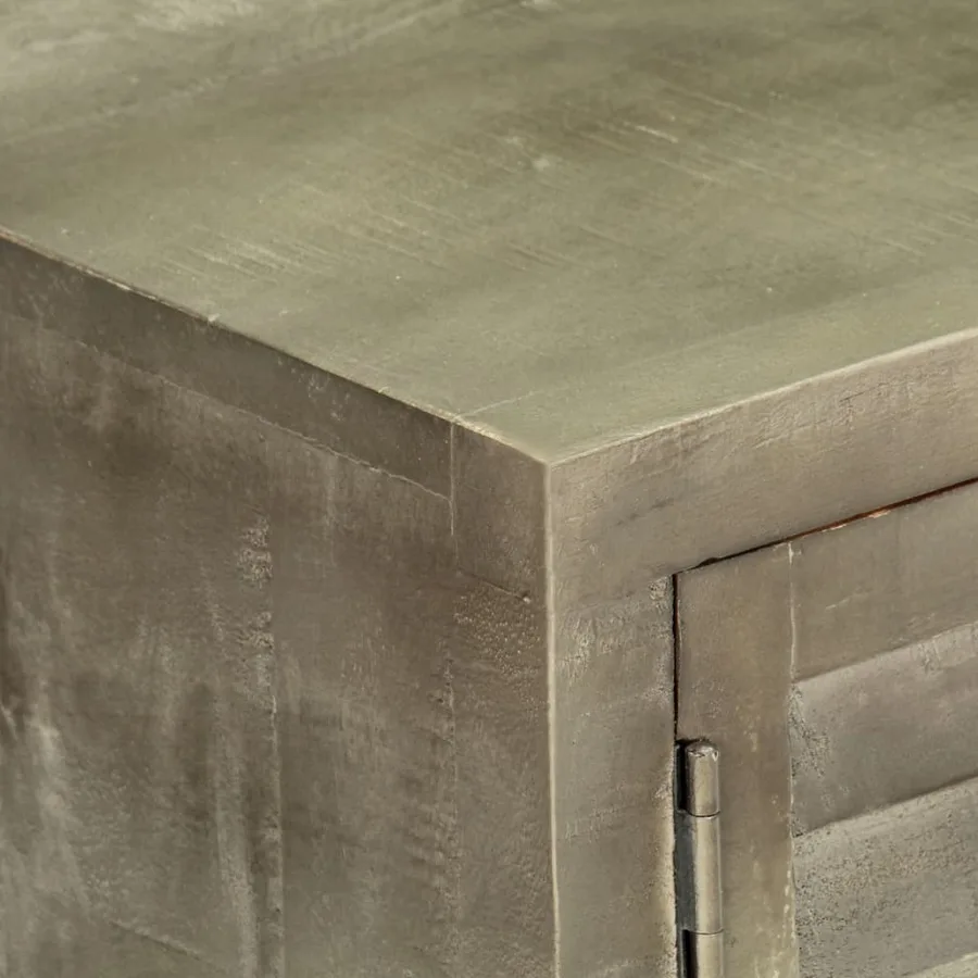 Meuble TV Bois solide de manguier Gris avec laiton 110x30x48 cm - 4