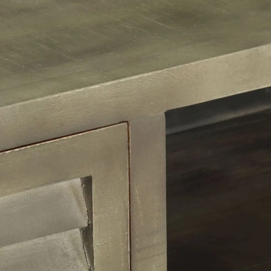 Meuble TV Bois solide de manguier Gris avec laiton 110x30x48 cm - 8