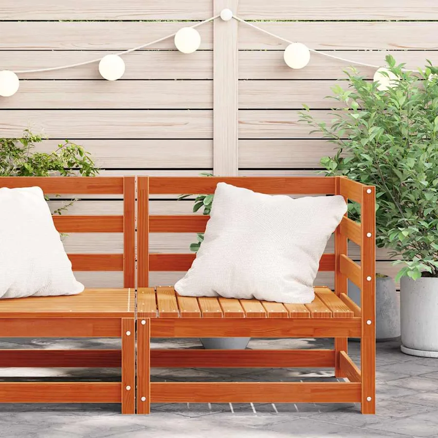 Canapé d'angle de jardin cire marron 70x70x67cm bois pin massif - 3