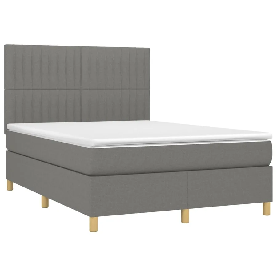 Sommier à lattes de lit avec matelas Gris foncé 140x200cm Tissu - 3