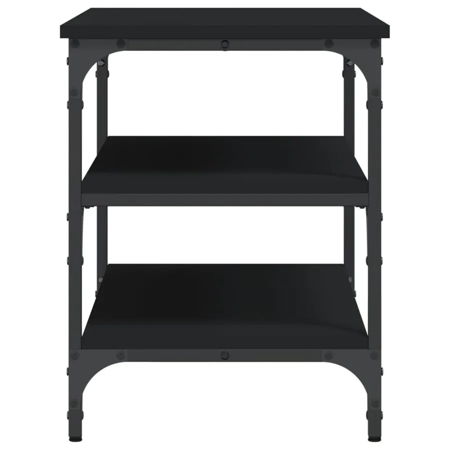 Banc à chaussures noir 70x38,5x49 cm bois d'ingénierie - 6