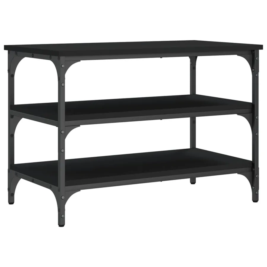 Banc à chaussures noir 70x38,5x49 cm bois d'ingénierie - 7