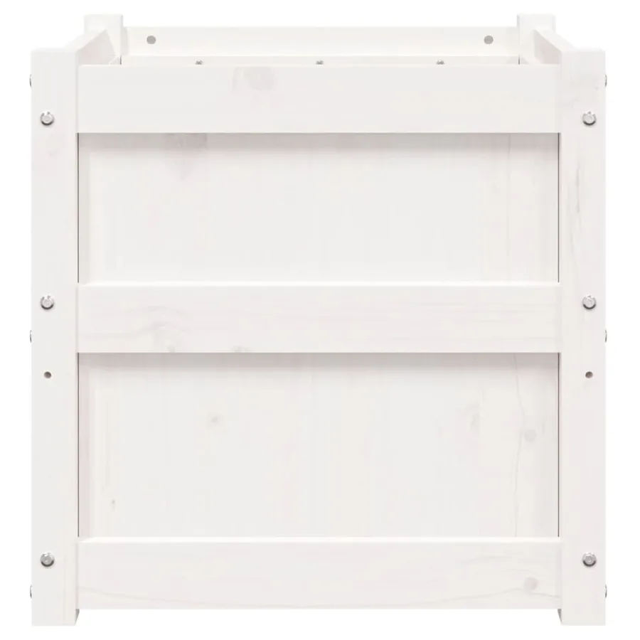 Jardinières 2 pcs blanc bois de pin massif - 7