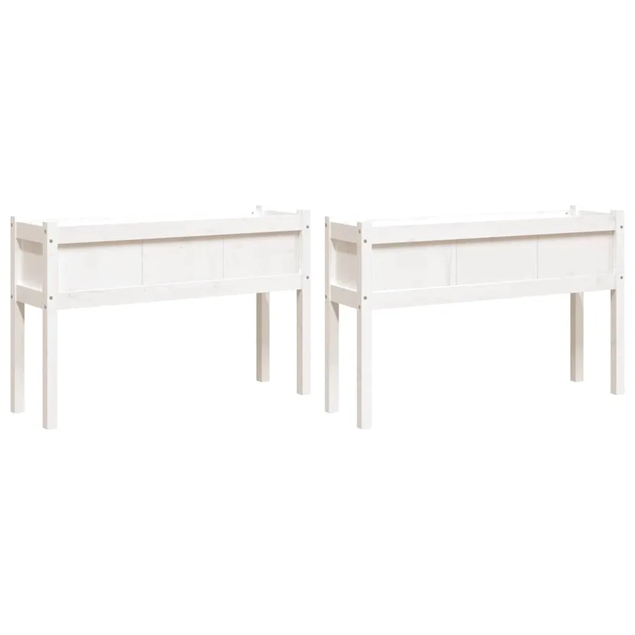 Jardinières 2 pcs avec pieds blanc bois de pin massif - 2