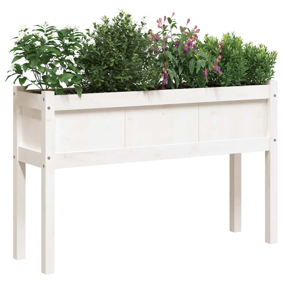 Jardinières 2 pcs avec pieds blanc bois de pin massif - 3