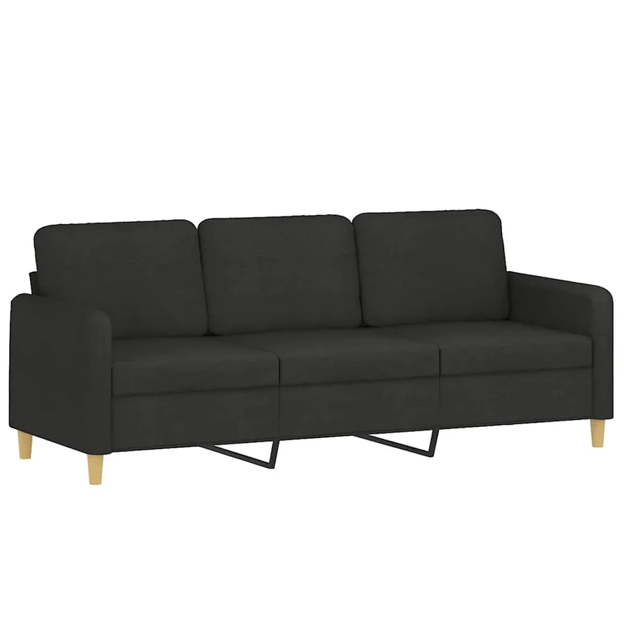 Canapé 3 places avec oreillers décoratifs noir 180 cm tissu - 4