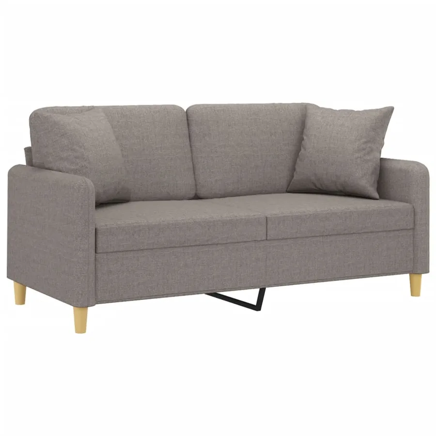 Canapé 2 places avec oreillers décoratifs taupe 140 cm tissu - 3