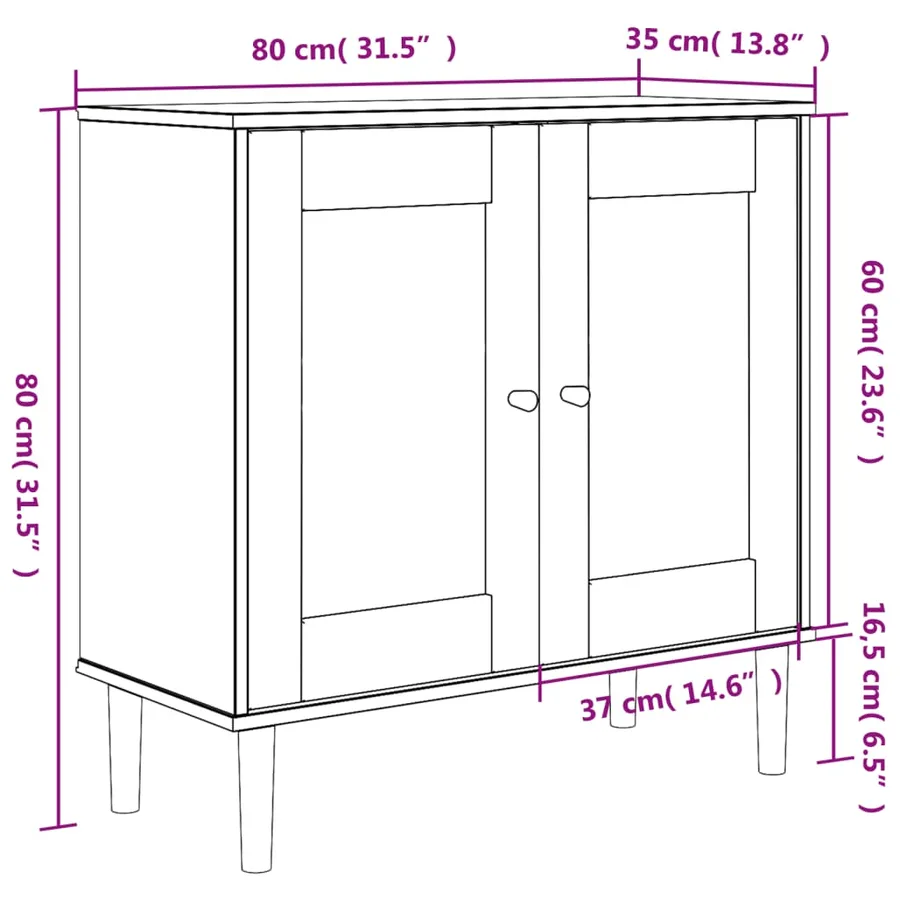 Buffet SENJA aspect rotin blanc 80x35x80 cm bois massif de pin - 10
