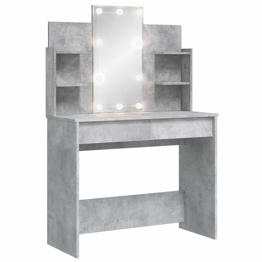Coiffeuse avec lumières LED gris béton 96x40x142 cm - 2