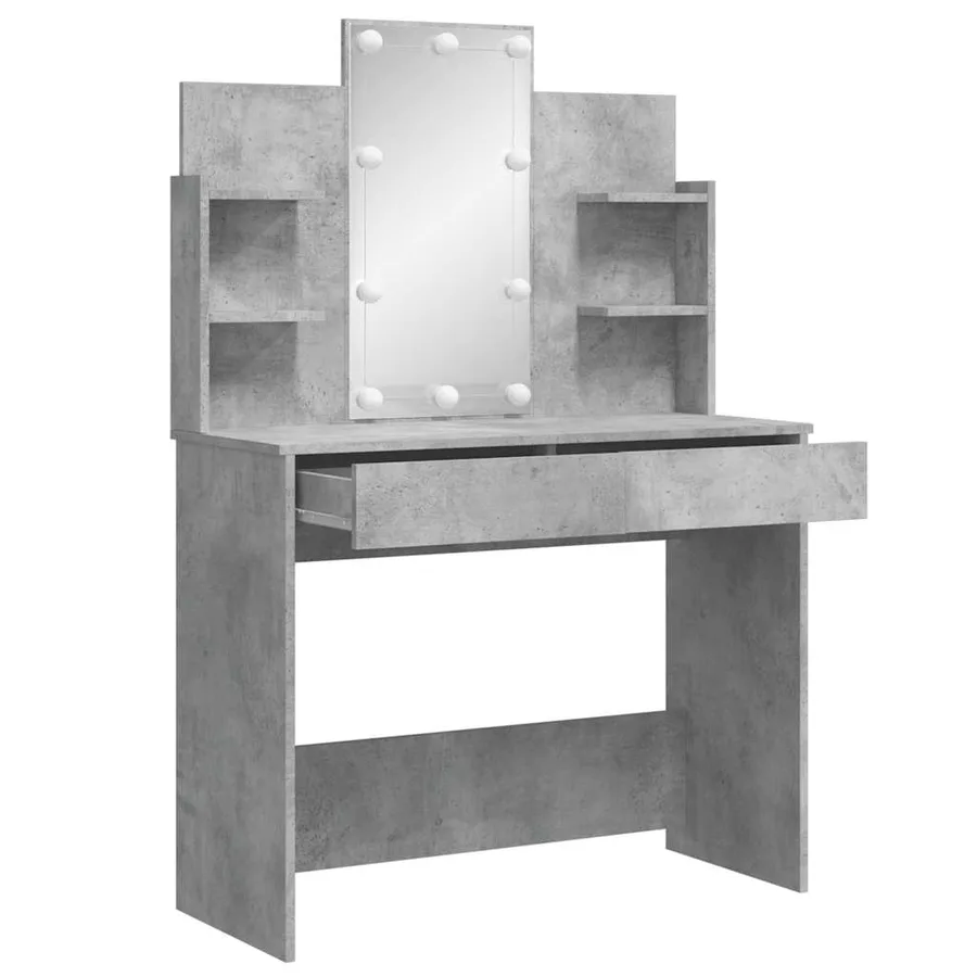 Coiffeuse avec lumières LED gris béton 96x40x142 cm - 4