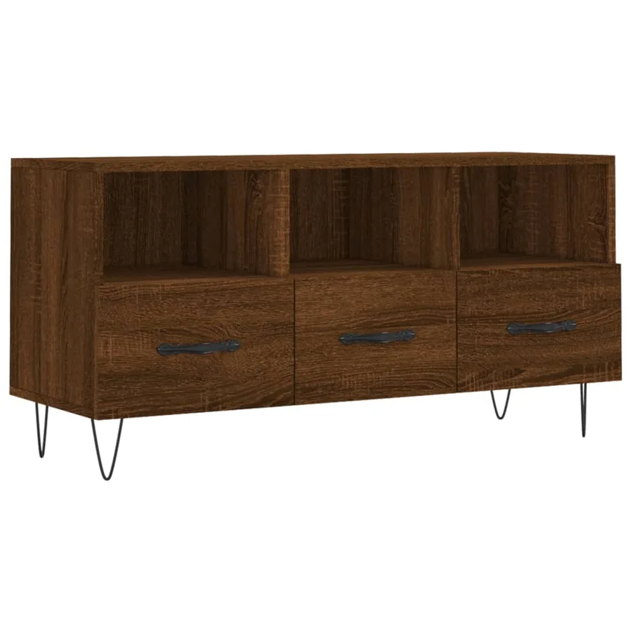 Meuble TV chêne marron 102x36x50 cm bois d'ingénierie - 2