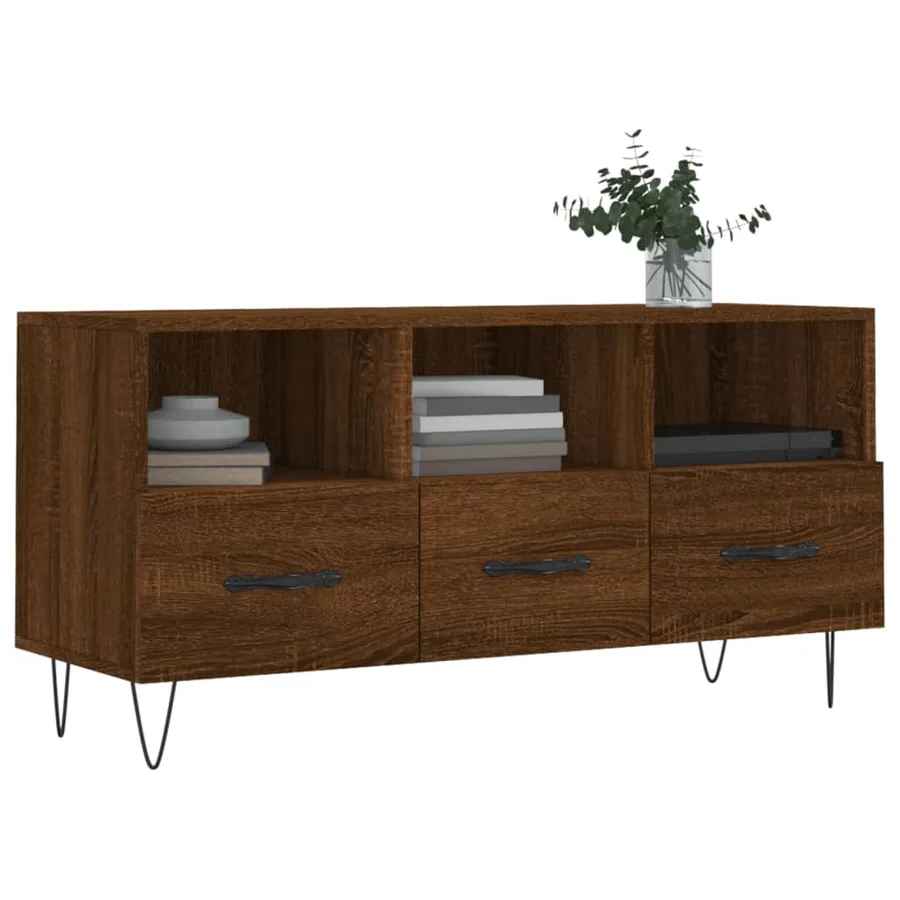 Meuble TV chêne marron 102x36x50 cm bois d'ingénierie - 3