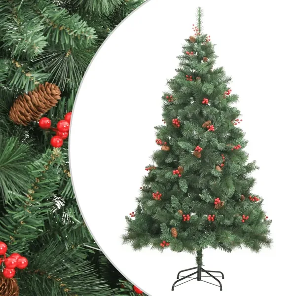 Sapin de Noël artificiel avec pommes de pin et baies 240 cm