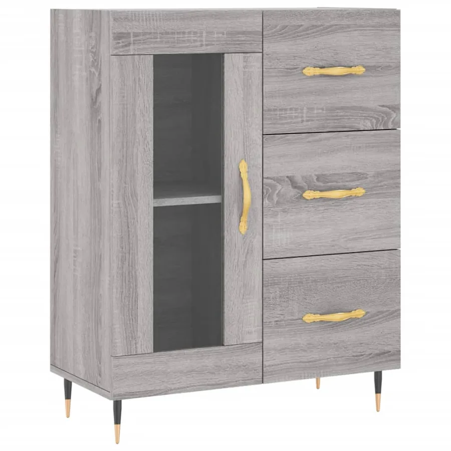 Buffet haut Sonoma gris 69,5x34x180 cm Bois d'ingénierie - 6