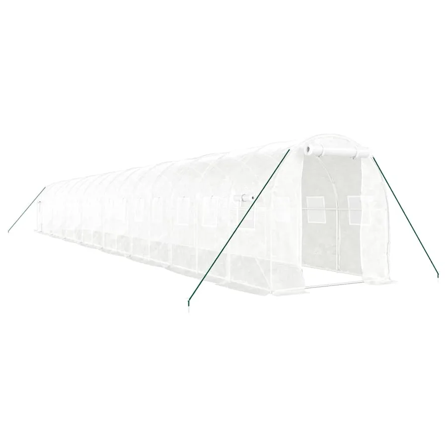 Serre avec cadre en acier blanc 32 m² 16x2x2 m - 2