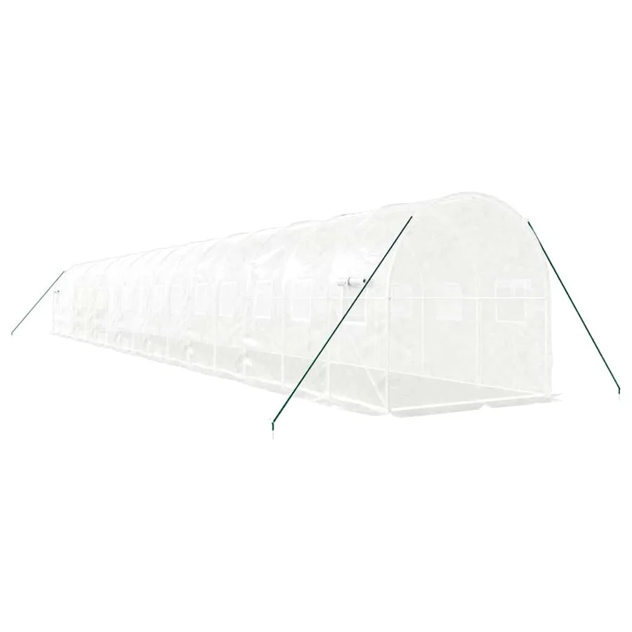 Serre avec cadre en acier blanc 32 m² 16x2x2 m - 6