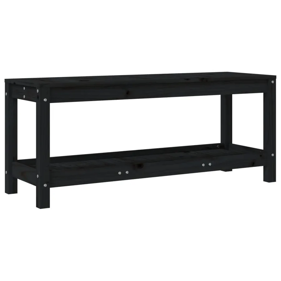 Banc de jardin noir 108x35x45 cm bois massif de pin - 2