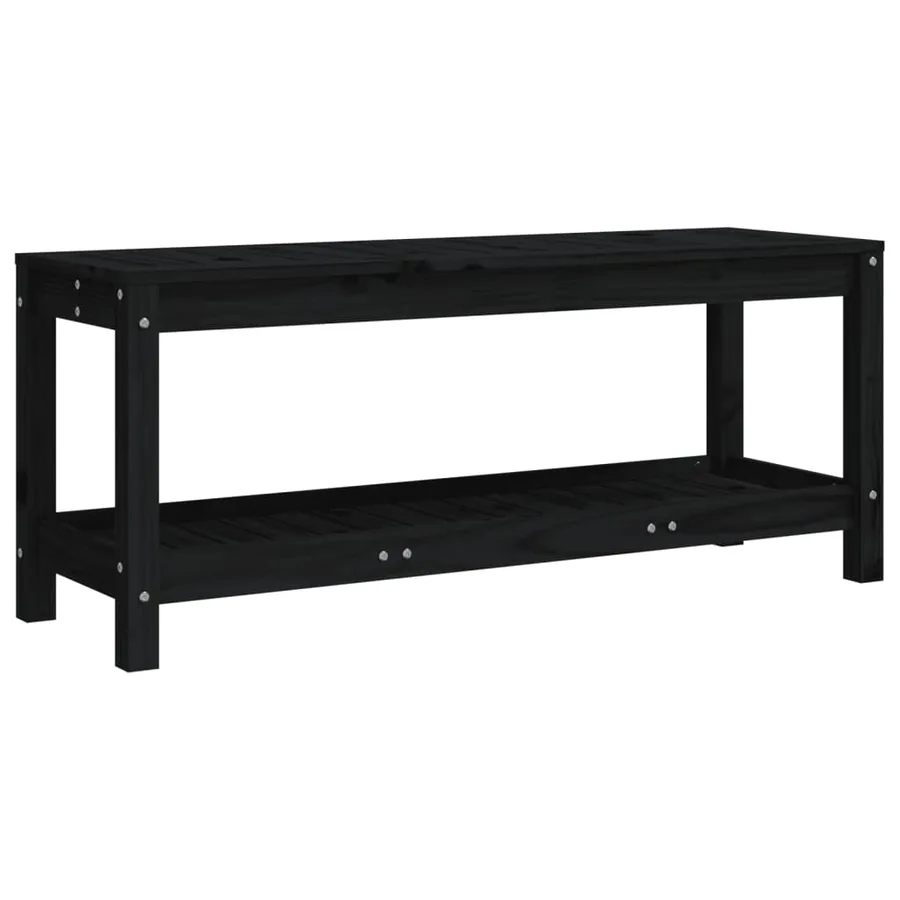 Banc de jardin noir 108x35x45 cm bois massif de pin - 5