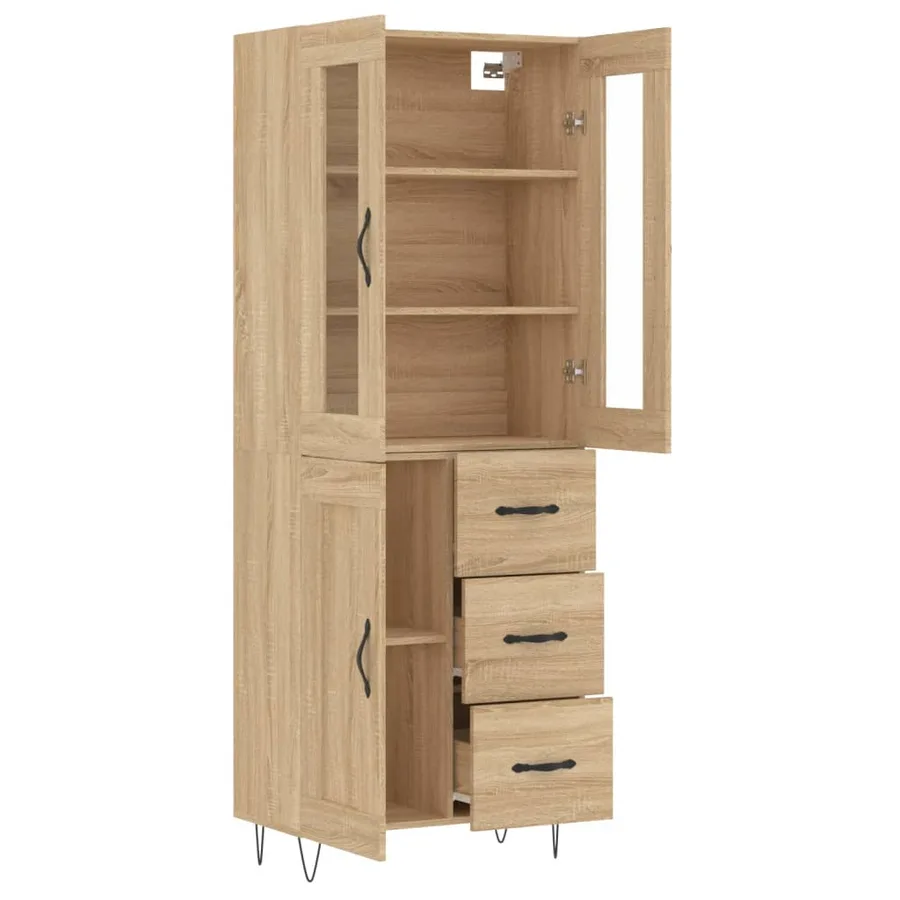 Buffet haut Chêne sonoma 69,5x34x180 cm Bois d'ingénierie - 4