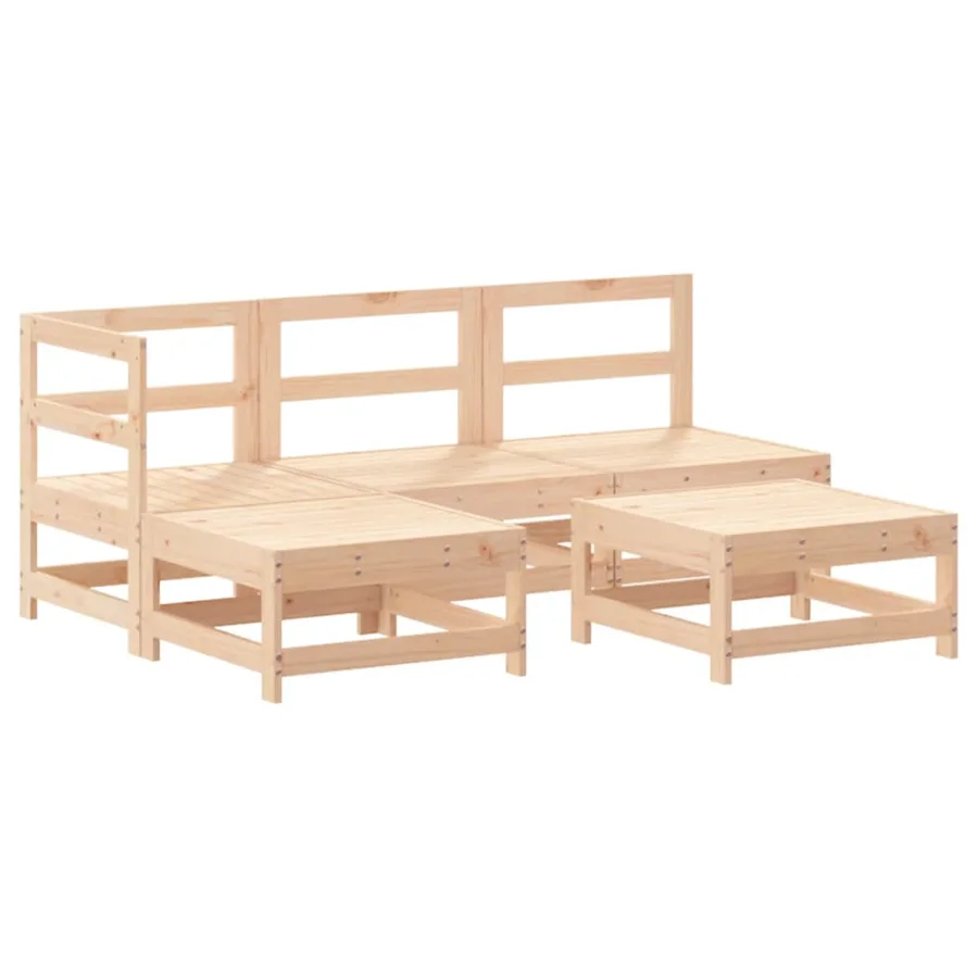 Salon de jardin 5 pcs avec coussins bois massif - 3