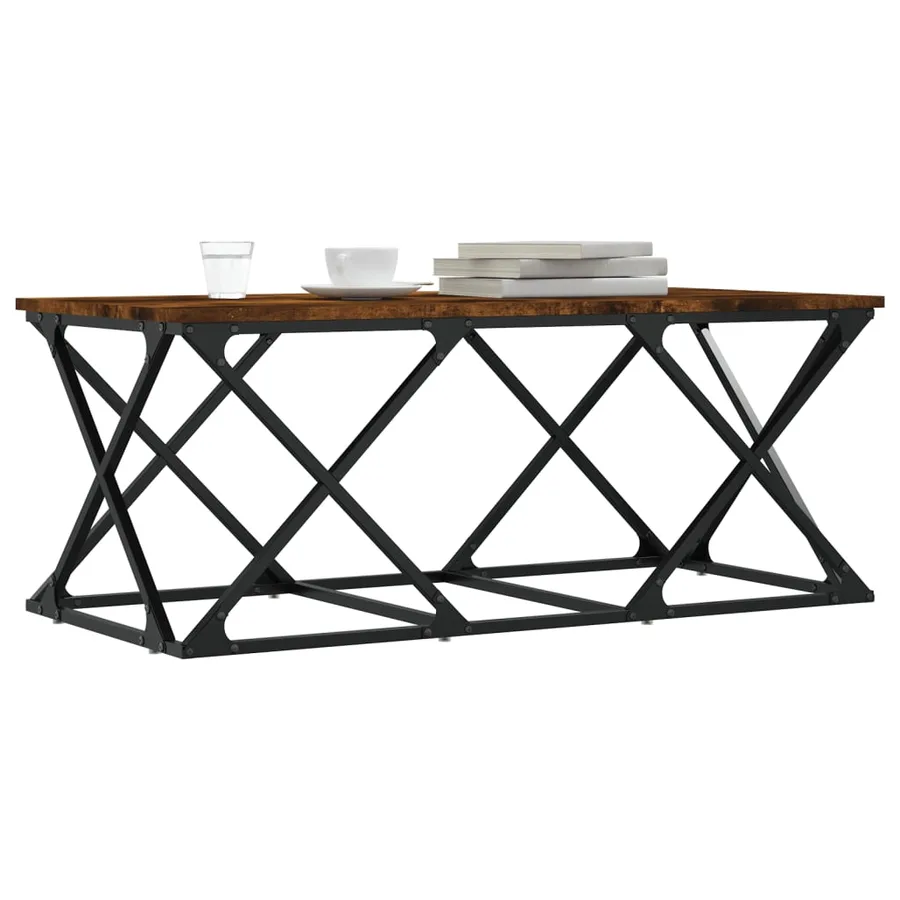 Table basse chêne fumé 100x49x40 cm bois d'ingénierie - 3
