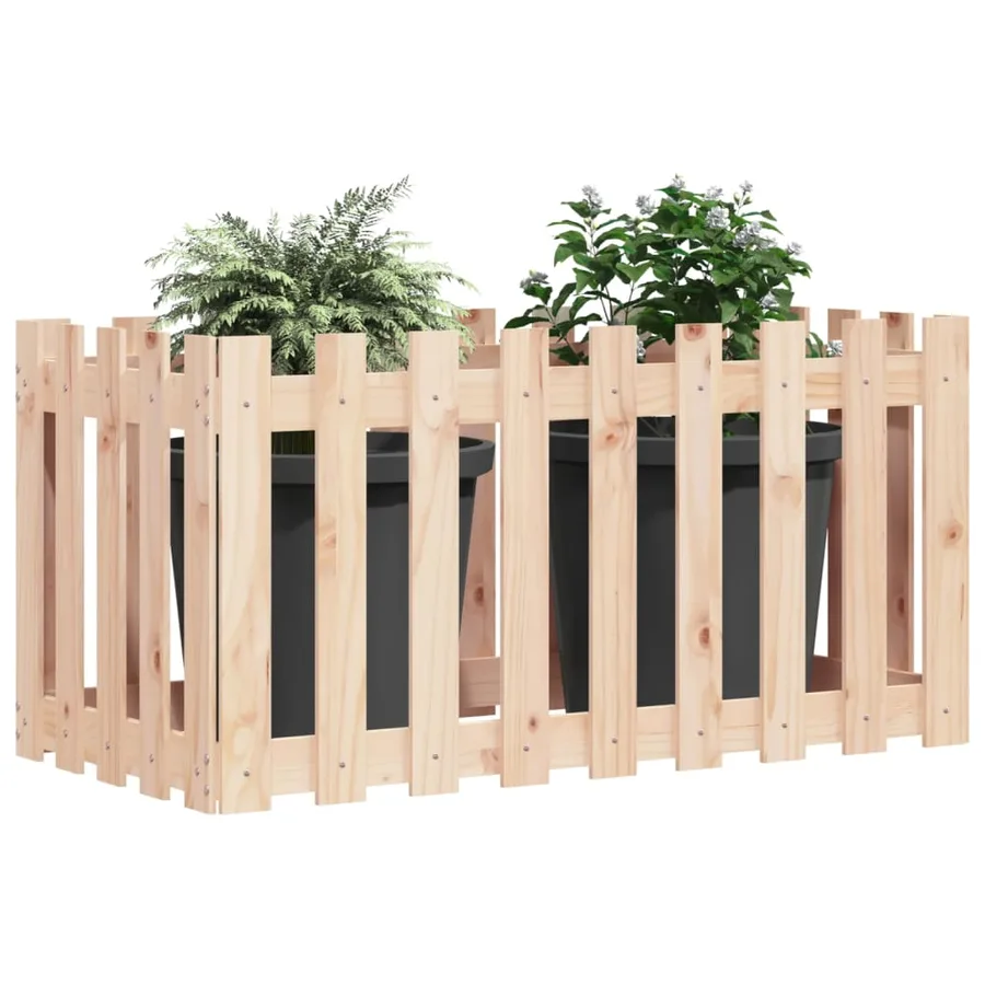 Lit surélevé de jardin design de clôture 100x50x50cm pin massif - 3