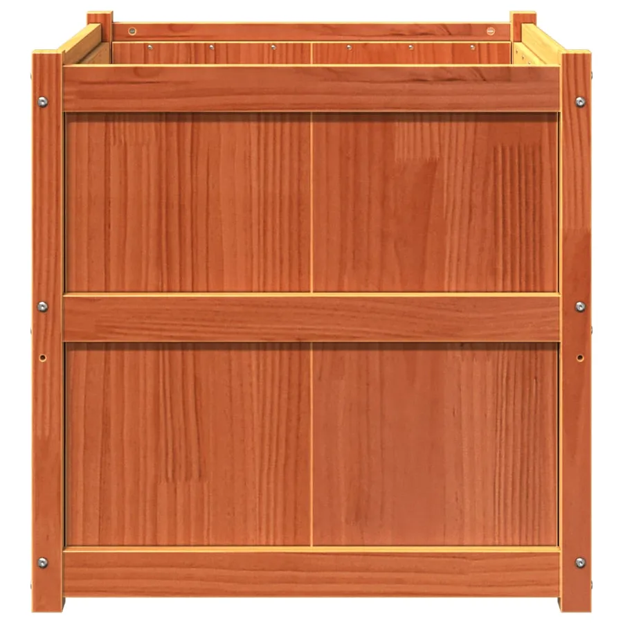 Jardinière cire marron 70x70x70 cm bois de pin massif - 5