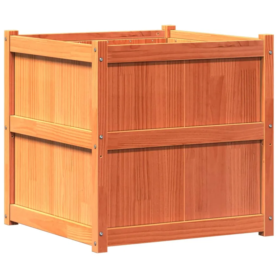 Jardinière cire marron 70x70x70 cm bois de pin massif - 6