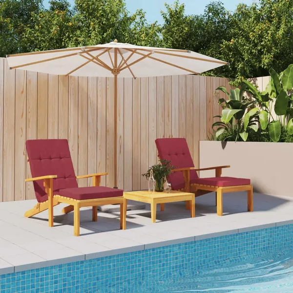 Coussins de chaise longue lot de 2 rouge bordeaux tissu oxford