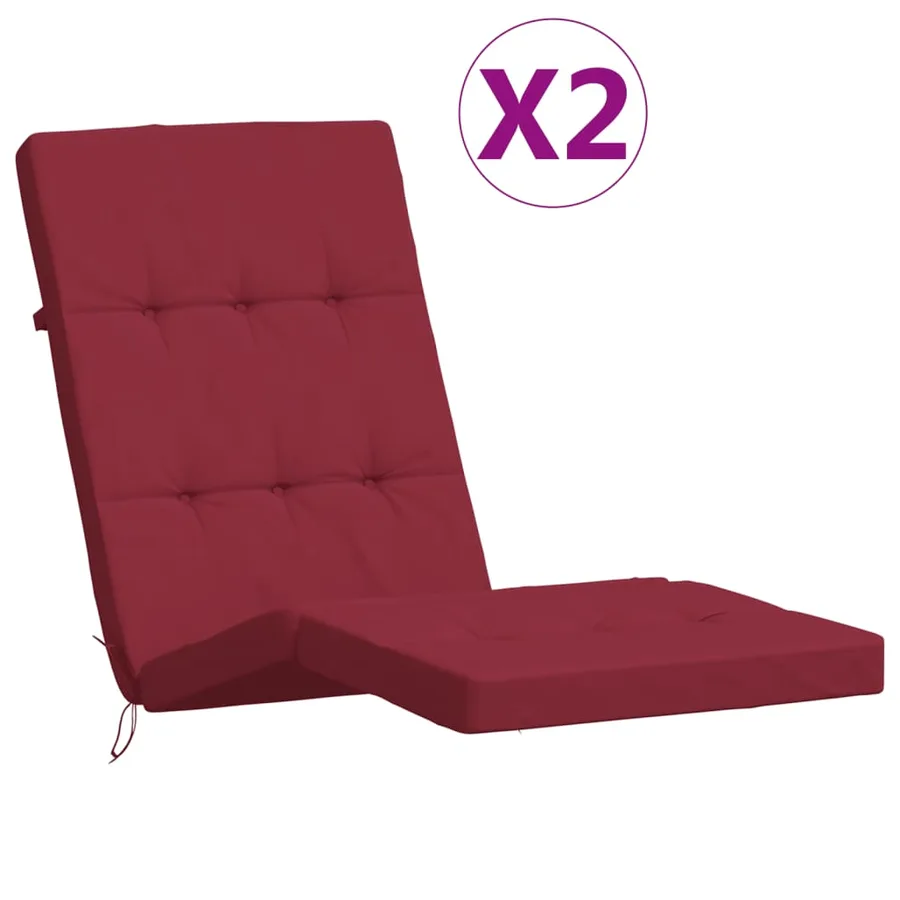 Coussins de chaise longue lot de 2 rouge bordeaux tissu oxford - 2