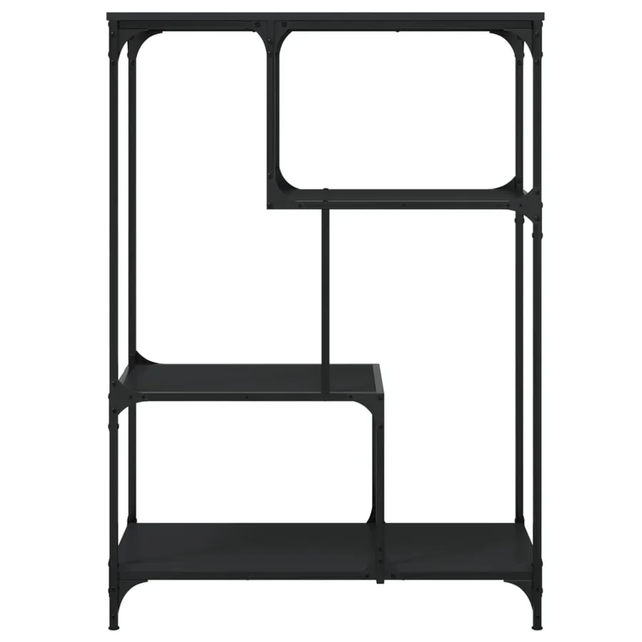 Bibliothèque noir 81x36x115 cm bois d'ingénierie et acier - 3