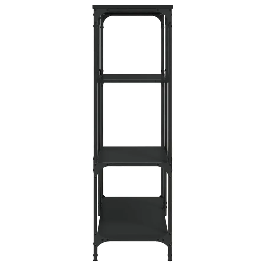 Bibliothèque noir 81x36x115 cm bois d'ingénierie et acier - 5