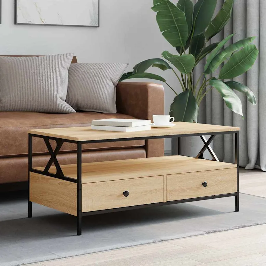 Table basse chêne sonoma 100x51x45 cm bois d'ingénierie