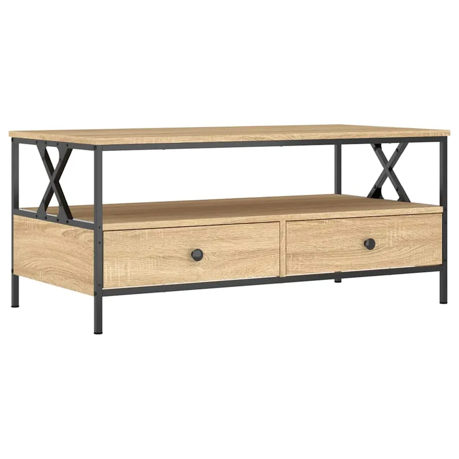 Table basse chêne sonoma 100x51x45 cm bois d'ingénierie - 2