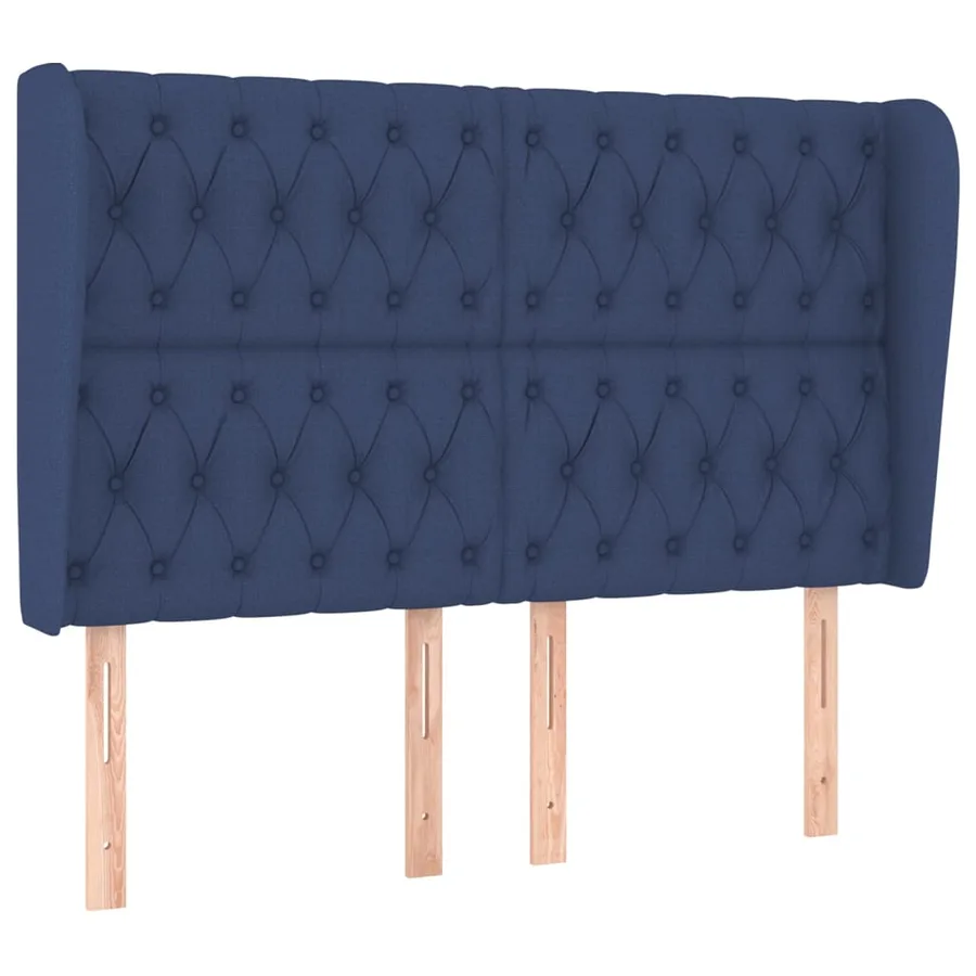 Tête de lit avec oreilles Bleu 147x23x118/128 cm Tissu - 2