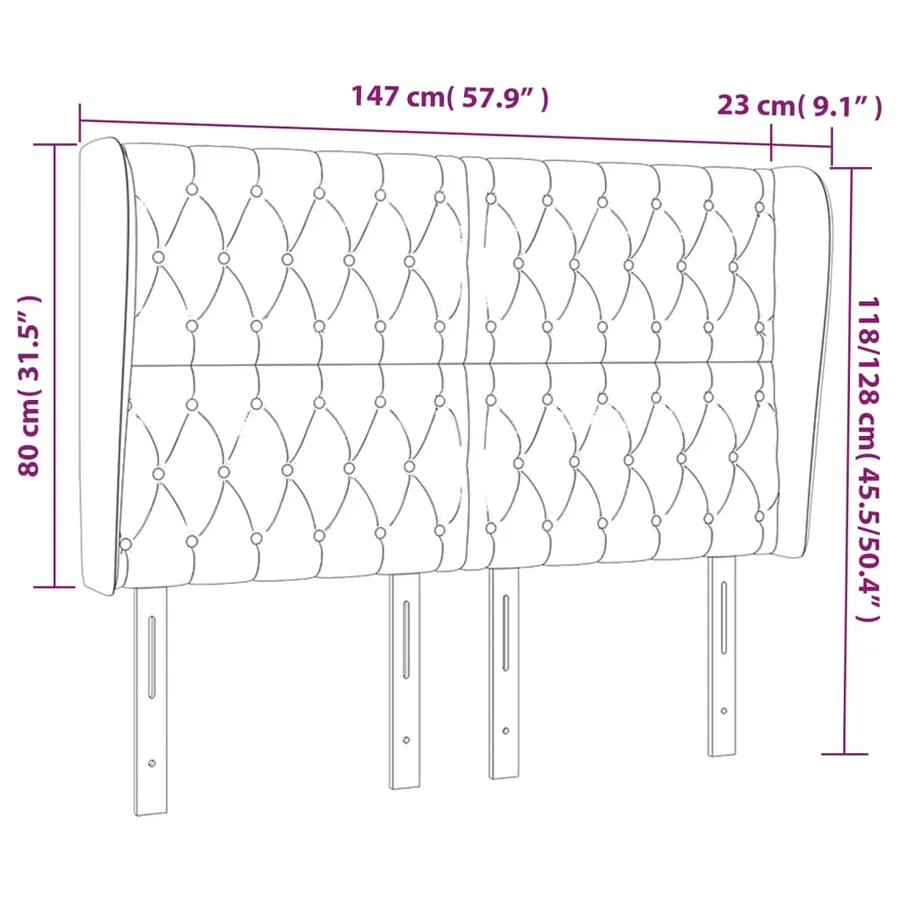 Tête de lit avec oreilles Bleu 147x23x118/128 cm Tissu - 9