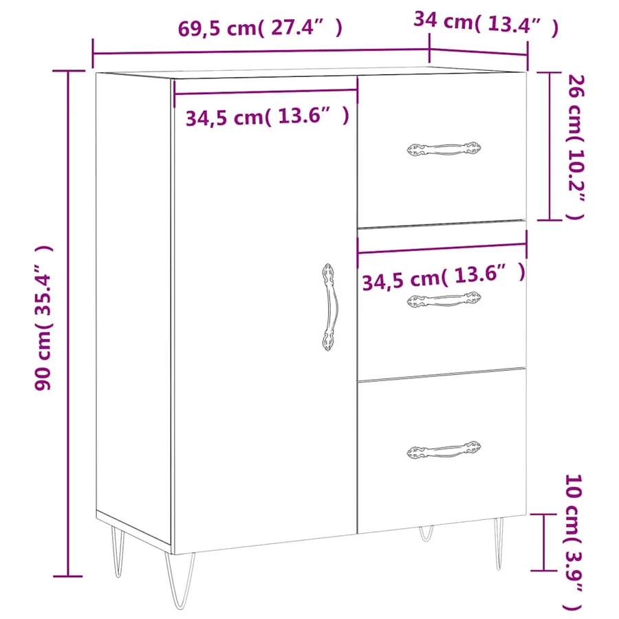 Buffet sonoma gris 69,5x34x90 cm bois d'ingénierie - 13