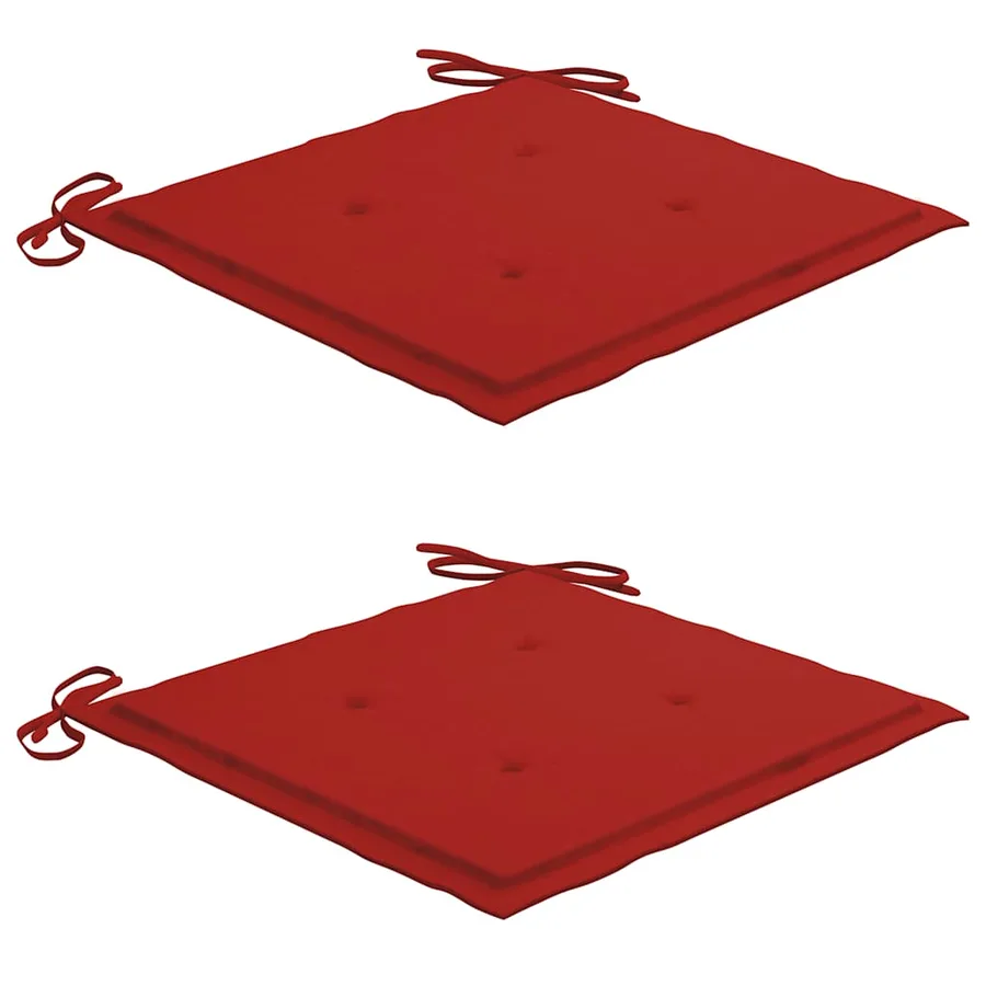Chaises de jardin et coussins rouge lot de 2 Bois teck massif - 6