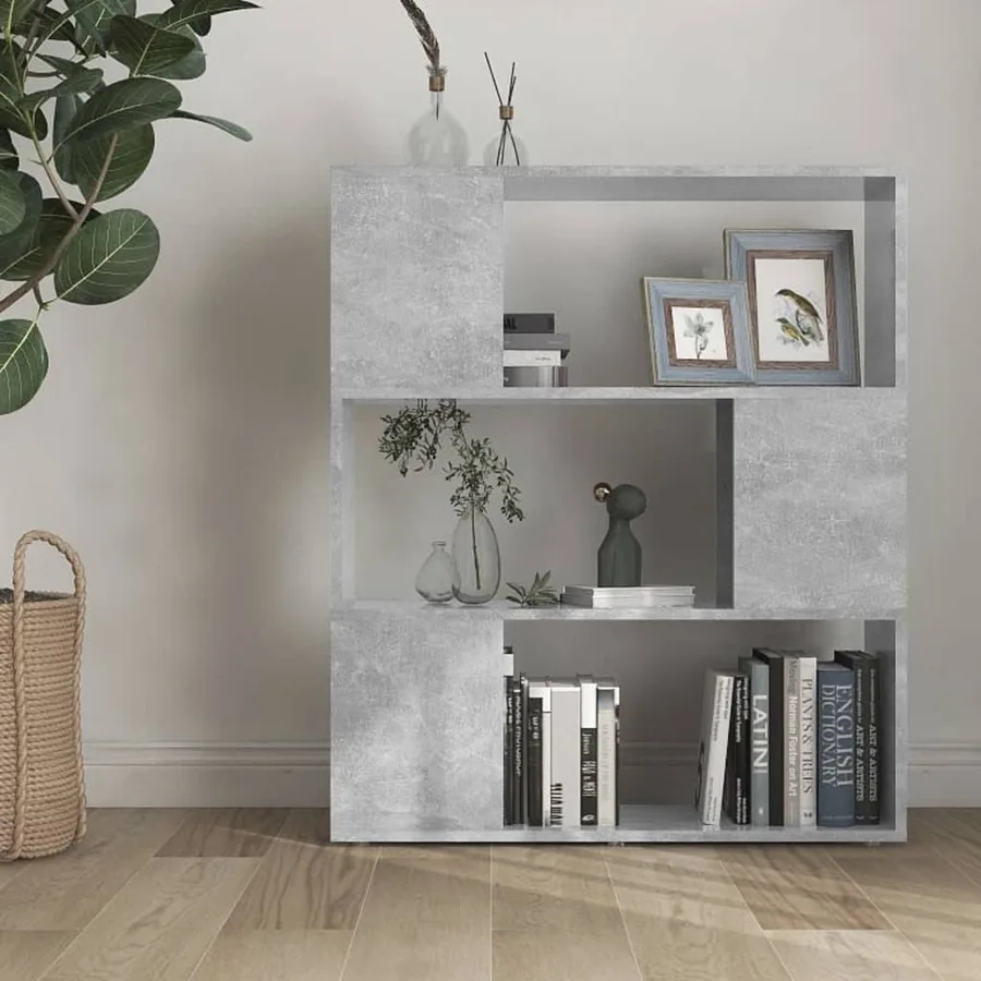 Bibliothèque/Séparateur de pièce Gris béton 80x24x94 cm - 3
