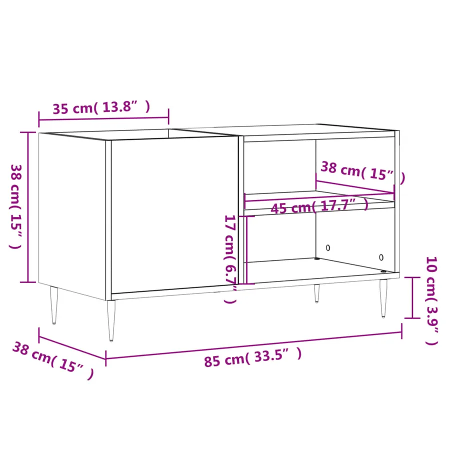 Armoire à disques blanc 85x38x48 cm bois d'ingénierie - 9