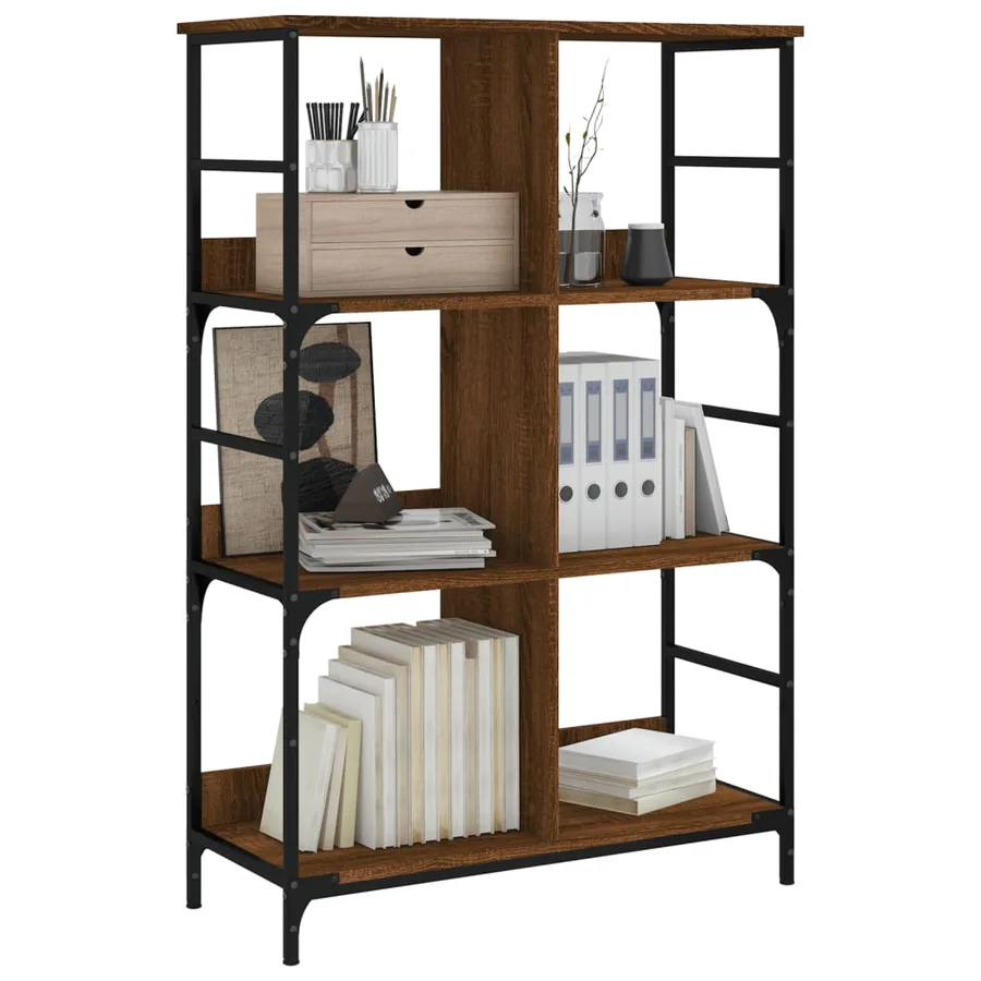 Bibliothèque chêne marron 78,5x33x117,5 cm bois d'ingénierie - 3