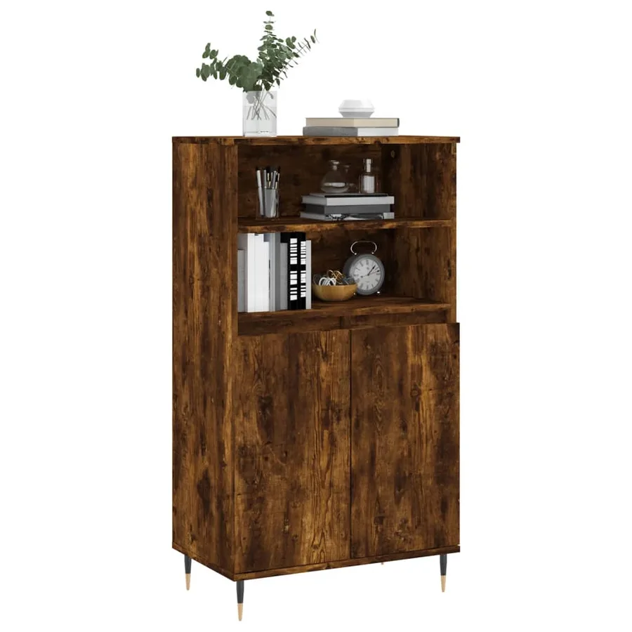 Buffet haut Chêne fumé 60x36x110 cm Bois d'ingénierie - 3