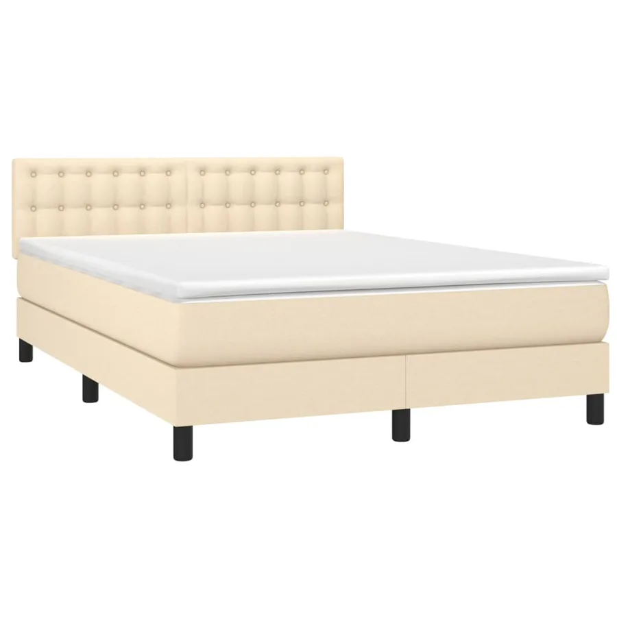 Sommier à lattes de lit avec matelas LED Crème 140x190 cm Tissu - 3