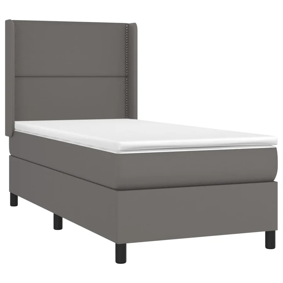 Sommier à lattes de lit matelas LED Gris 90x200 cm Similicuir - 4