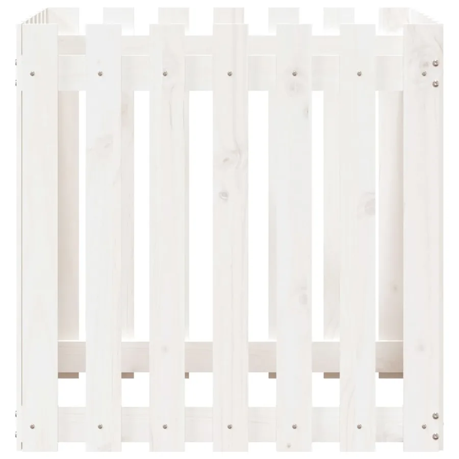 Jardinière avec design de clôture blanc 70x70x70 cm pin massif - 5